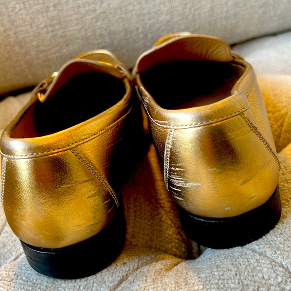 Salvatore Ferragamo Gold Penny Loafers with Reversible Emblem - Picture 3 of 5